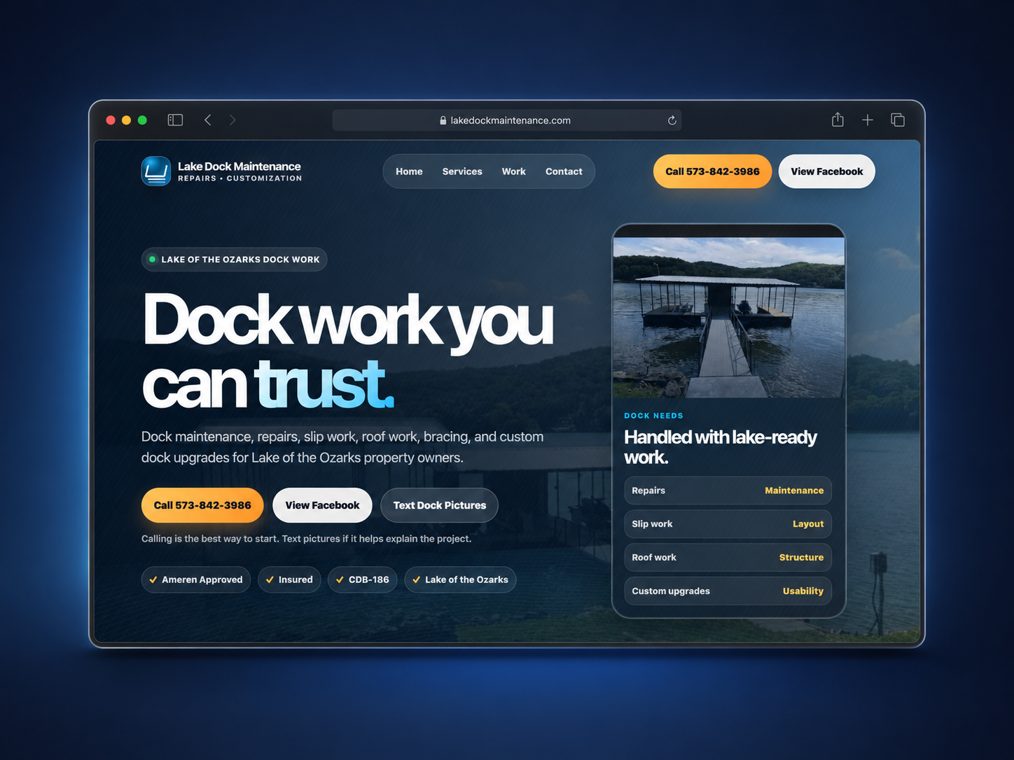 Lake Dock Maintenance website preview